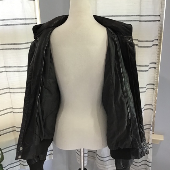 U2 Wear Me Out Mens Size 42 Vintage Brown Bomber Jacket 100% Genuine Leather 90s - Picture 10 of 16